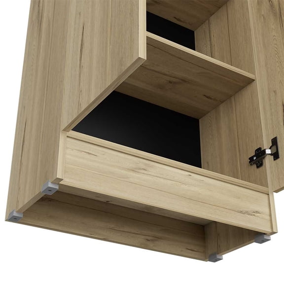 Storage Cabinet Pipestone, Five Shelves, Light Oak / Black Wengue Finish