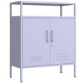 thumbnail image 1 of Storage Cabinet With Power Strip Rechargeable usb Door Side Cabinet 2 Door Side Cabinet 3 Layers Multifunctional Adjustable Partition Purple Size： 33"H X 29.5"W X 13.8"D, 1 of 8