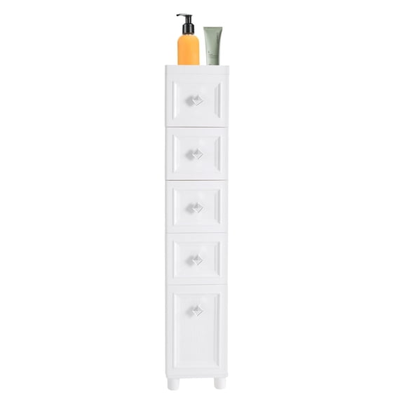 Storage Cabinet, Storage box, Storage Drawer Organizer, 4-Tier Sealed, 35cm Cream Brown, Durable PP, Easy Move Wheels, Anti-Fall Latch, Smooth Rounded Corners, Minimalist Design