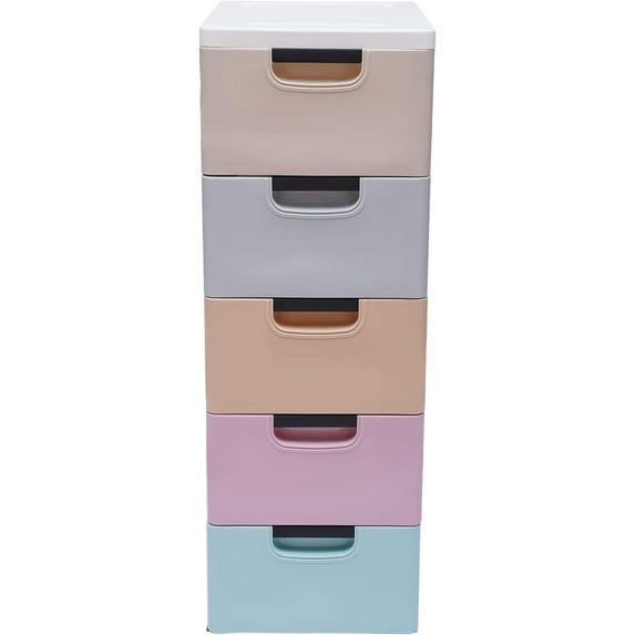 Storage Cabinet for Toy Organizers and Storage Bedroom Clothing Drawer Cabinet and Craft 5 Drawer Plastic Storage Canisters Sets with Shelving Units and Storage (Five colors)