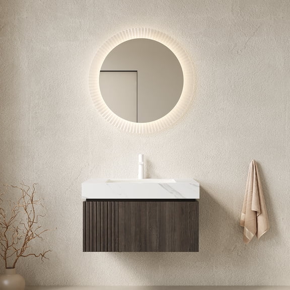Storage Cabinet Vanity with 30" Espresso Sintered Stone, Bathroom
