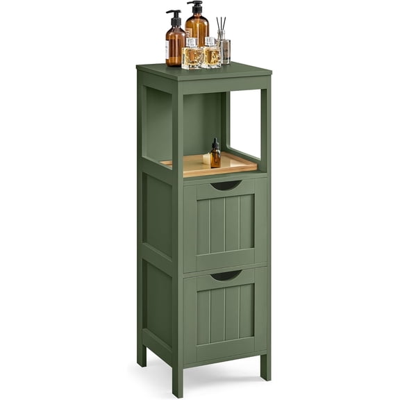 Storage Cabinet with 2 Drawers Corner Unit 35 Inches High Forest Green Bestseling