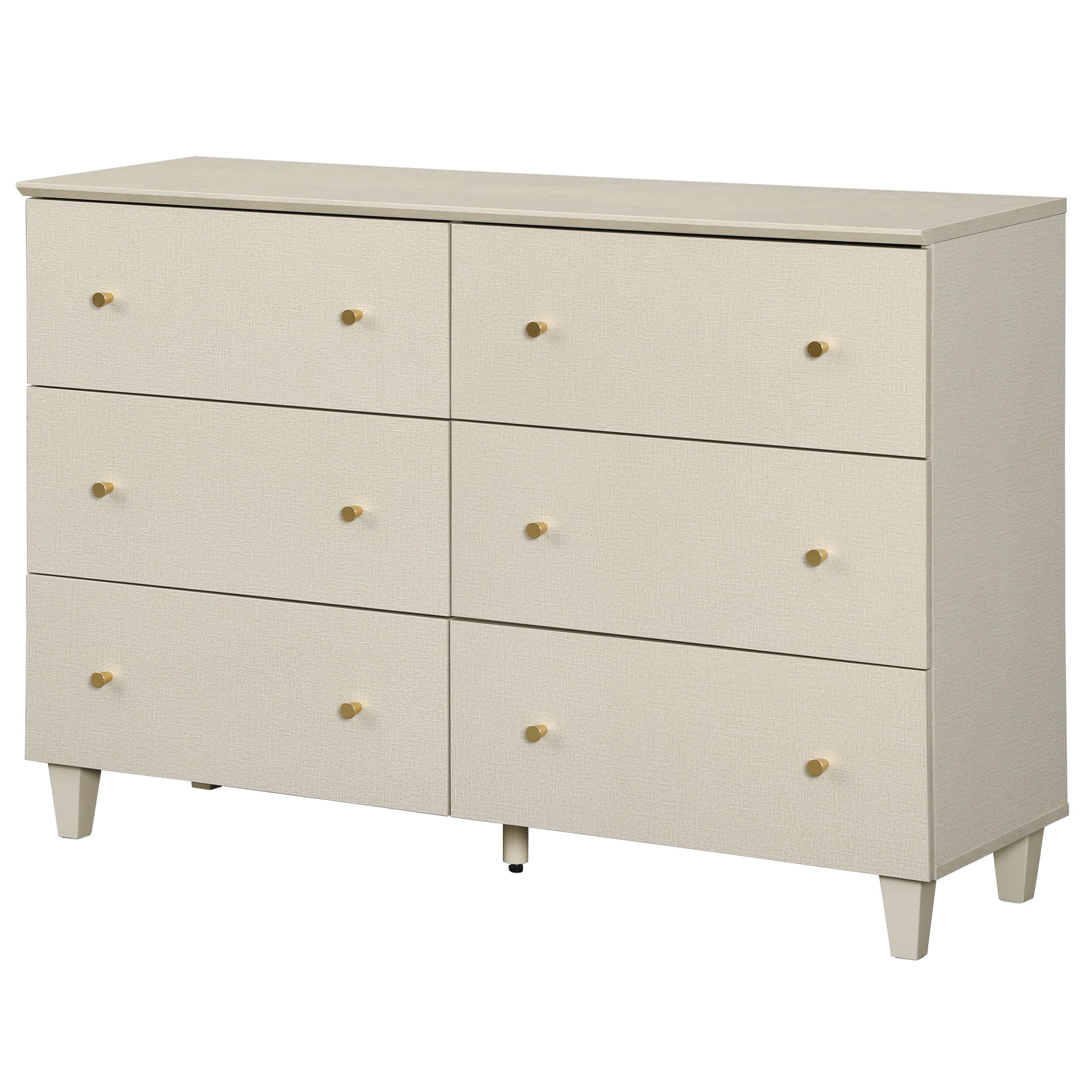 Storage Cabinet with 6 Drawers for Bedroom Living Room, Beige Wood Dresser Freestanding Storage Organizer for Nursery Closets, 32.4" H, 1 Pack