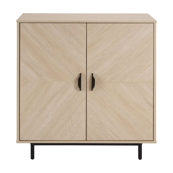 Storage Cabinet with Doors, Modern Style Cabinet Wood Grain Decoratio Cutlery Cabinet for Living Room Kitchen Enterway