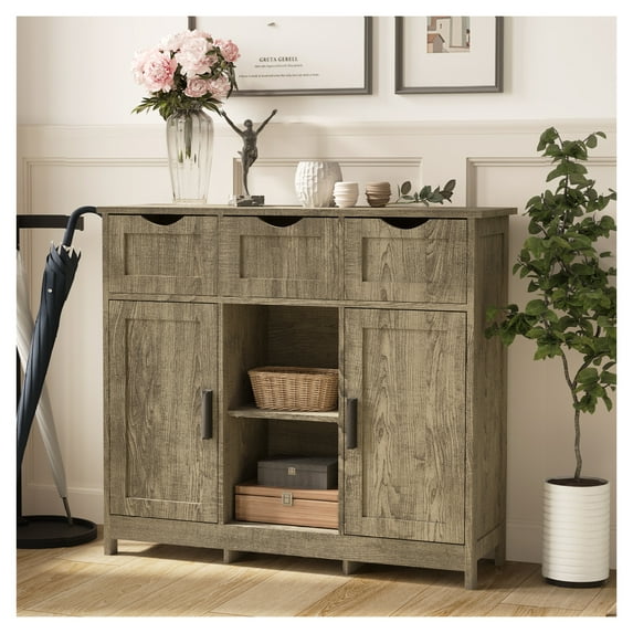 Storage Cabinet with Drawers & Shelves, Black Accent Cabinet - Living Room, Bedroom, Bathroom Furniture