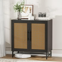 Storage Cabinet with Rattan Doors, Free Standing Buffet Cabinet, Modern Sideboard for Living Room, Hallyway, Entryway