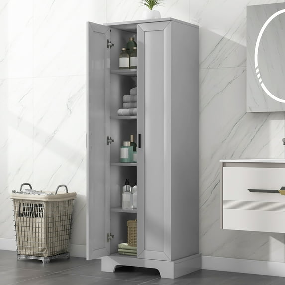 Storage Cabinet with Two Doors Adjustable Shelves Kitchen Pantry Storage Cabinet for Living Room Bathroom, Office