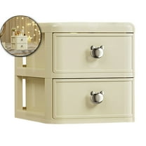 Storage Cabinets Makeup Organizer with 2 Layers Storage Cabinet Box with Handle Plastic Desktop Storage Box for Home Bedroom Bathroom