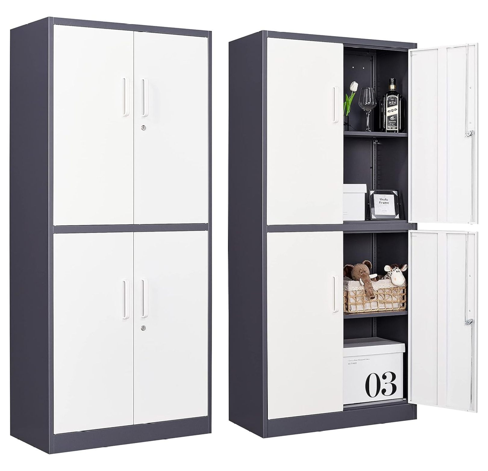 Storage With Doors And Shelves,71" Metal Garage Storage