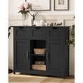 thumbnail image 1 of Storage Cabinets，Wooden Floor Cabinet，with Drawers and Shelves Storage Cabinets，Accent Cabinet for Living Room， Bedroom，Bathroom Furniture Home Decor（Black）, 1 of 7