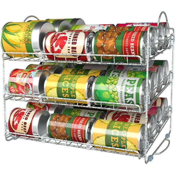 Storage Can Rack Organizer, Stackable Can Organizer Holds Upto 36 Cans for Kitchen Cabinet or Pantry (Chrome)