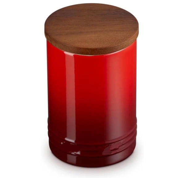 Storage Canister with Wood Lid, 26 oz., Cerise