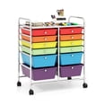 thumbnail image 1 of Storage Cart with 12 Drawers Rolling Wheels Semi-Transparent Multipurpose Mobile Rolling Utility Cart for School, Office, Home, Beauty Salon Files Arrangement Storage Organizer Cart, Colorful, 1 of 5