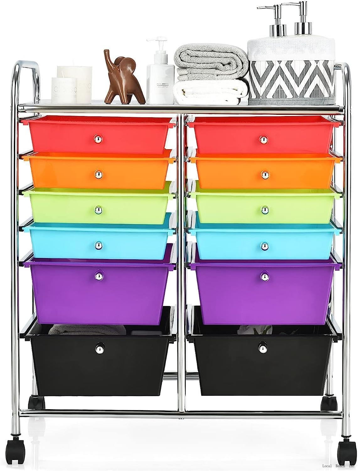 Storage Cart W/12 Drawers Rolling Wheels SemiTransparent Multipurpose