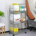 thumbnail image 1 of Storage Cart under $5! CQCYD 3 Tier Rolling Storage Cart, Kitchen Bathroom Organizer, Transparent Mobile Utility Trolley, Floor Standing Shelf Rack, 1 of 6