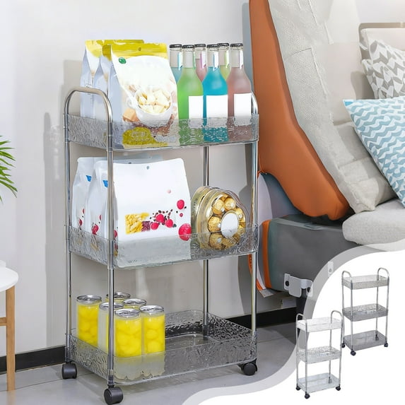 Storage Cart under $5! CQCYD 3 Tier Rolling Storage Cart, Kitchen Bathroom Organizer, Transparent Mobile Utility Trolley, Floor Standing Shelf Rack