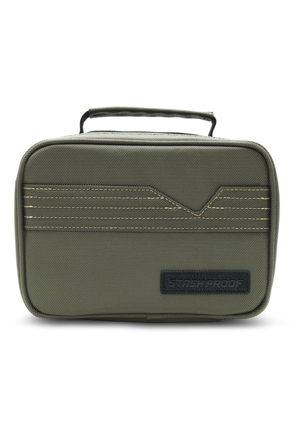 Storage Case with TSA Combination Portable Lock Bag, Carbon Lined Medicine Lockable Box, Travel Pack & Home Secured odor-resistant Organizer Divider Jars Accessories, Removable Tray (Green)