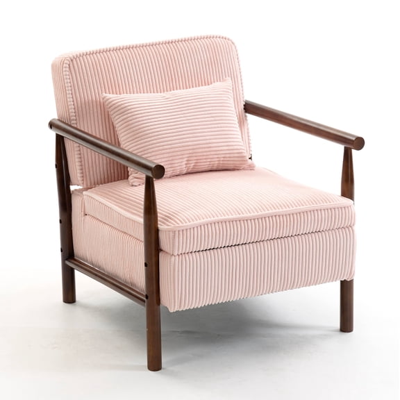 Ardescere Pastel Fabric Storage Side Chair, Hidden Seat Storage High Density Sponge Cushion 250lbs Capacity for Bedroom Sunroom