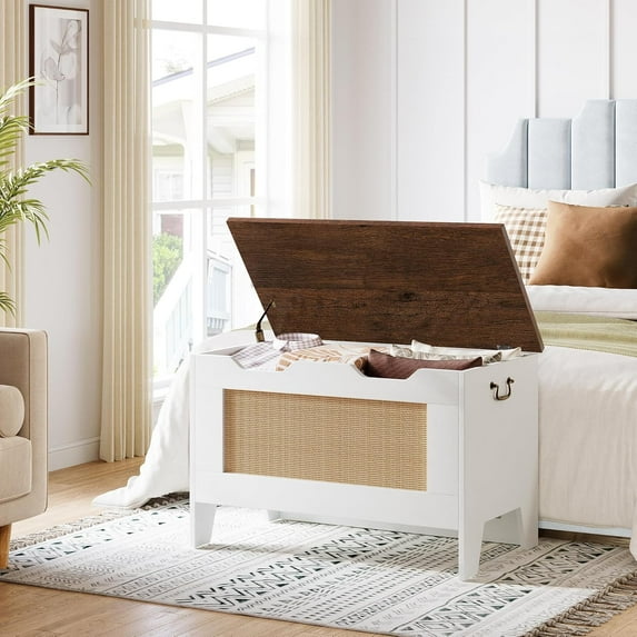Storage Chest,24.8 In Storage Trunk with Safety Hinges,Wooden Storage Bench,Toy Organizer Box Shoe Bench,Easy Assembly,Storage Bench for Bedroom,Living Room,Entryway