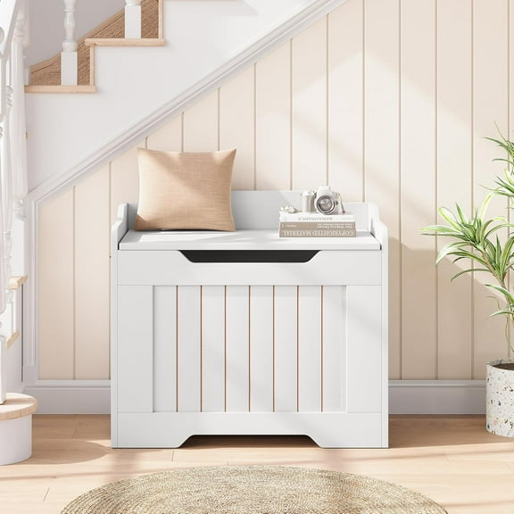 Storage Chest,24.8 In Storage Trunk with Safety Hinges,Wooden Storage Bench,Toy Organizer Box Shoe Bench,Easy Assembly,Storage Bench for Bedroom,Living Room,Entryway