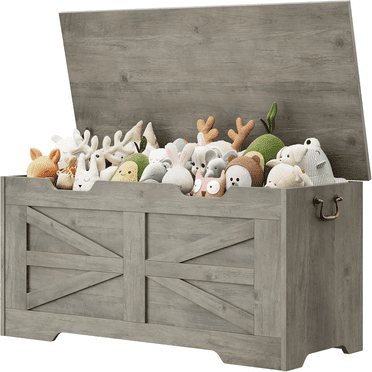 Storage Chest, 39.4" Toy Chest for Boys Girls, Kids Wood Large Toy Box, Storage Bench with Safety Hinge, Farmhouse Storage Trunk for Entryway, Living Room, Bedroom