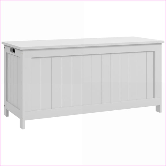 Storage Chest, 39.4 Wooden Box with Safety Hinges | White | MDF