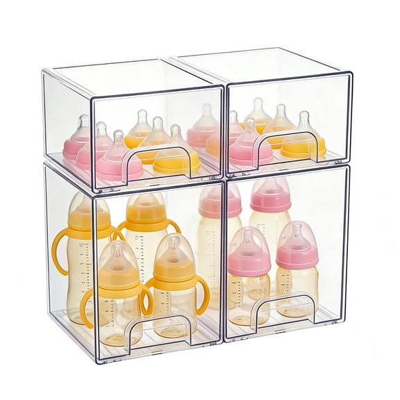 Storage Chest 4PCS Stackable Pull-out Drawer Organizer for Makeup, Kitchen, Bathroom
