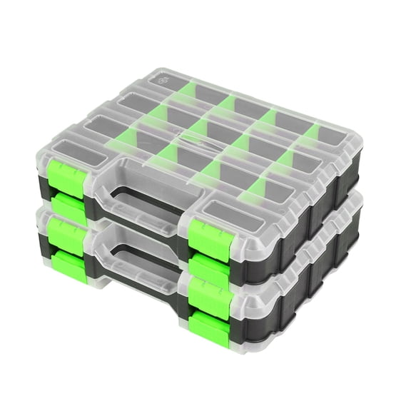 Storage Chest Box Green 2 Pack 34-compartment Organizer For Hardware Fishing Accessories