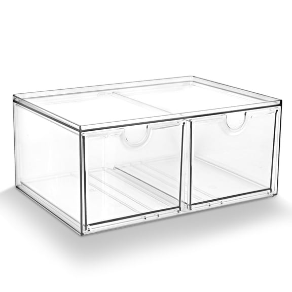 Storage Chest & Box Style2-2Drawers, Modular Stackable Makeup Organizer for Vanity Bathroom Office Desk