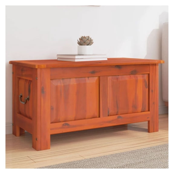 Storage Chest Brown Solid Wood - Living Room Blanket Chest with Gas Lift, 35.4" Wide