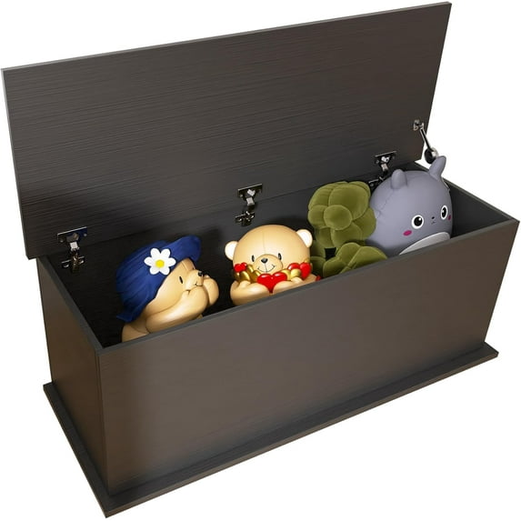 Storage Chest Trunk, Entryway Organizer, Lift Top Wood Box, Home Furniture, Spacious and Durable, Easy Assembly, Versatile Design, Black