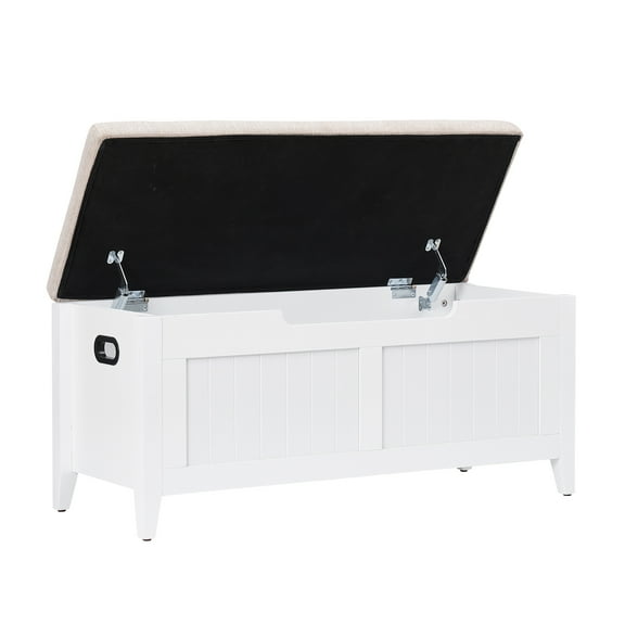 Storage Chest, Upholstered Storage Trunk with 2 Safety Hinges, Storage Bench, Flip-Top Toy Chest, Shoe Bench 15.7 x 39.4 x 18.1 Inches Storage Chest for Entryway, Bedroom, Living Room