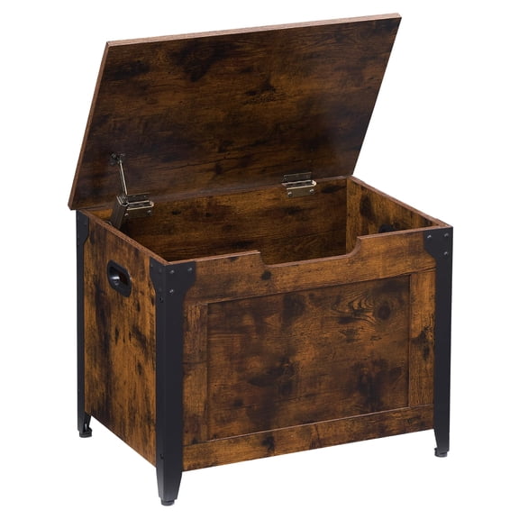 Storage Chest, Wooden Storage Trunk with Metal Frame, Entryway Shoes Bench, Large Storage Organizer, Modern Style Lift-Top Storage Chest with Safety Hinge for Bedroom, Living room