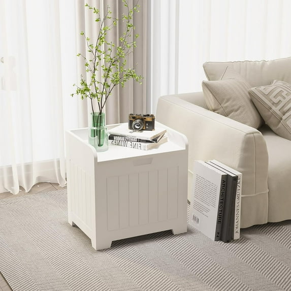 Storage Chest, Wooden Toy Chest with Lid, Storage Bench White for Playroom Bedroom Living Room