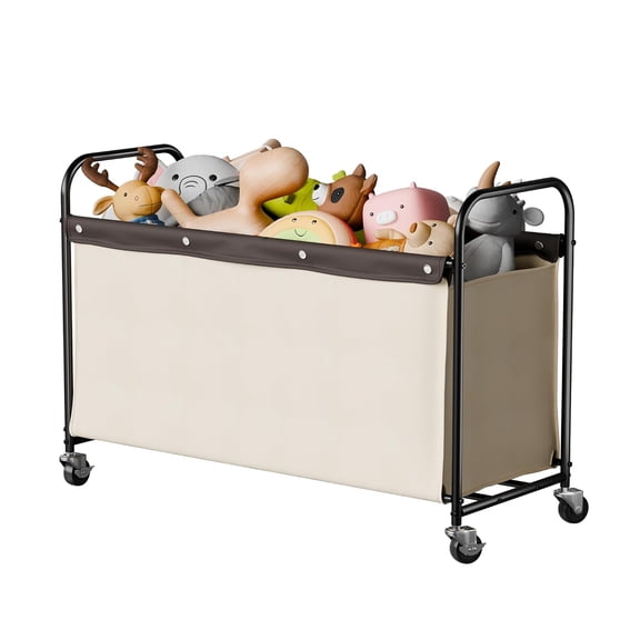 Storage Chest with Wheels, Extra Large Storage Organizer, Metal Storage Box for Bedroom, Living Room, Closet, 135L, Beige