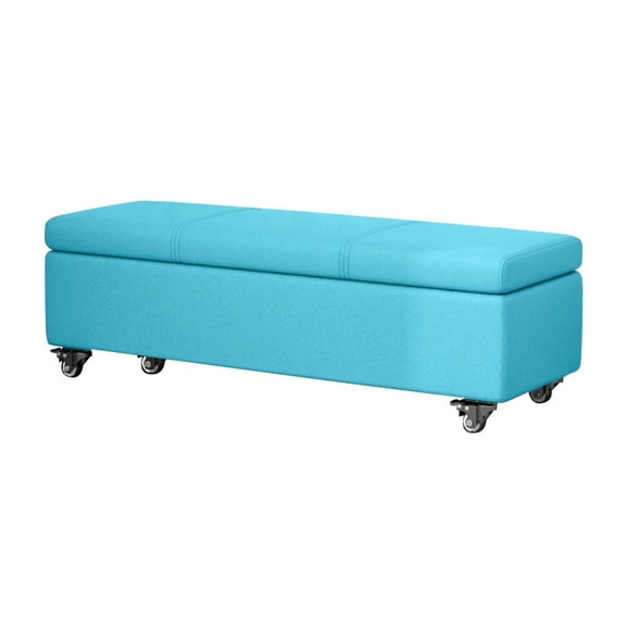 Storage Chest with Wheels,Upholstered Shoe Seat Storage Beach for Entryway Bed Foot,Faux Leather Ottoman with Flip Top,Modern End of Bed Benches