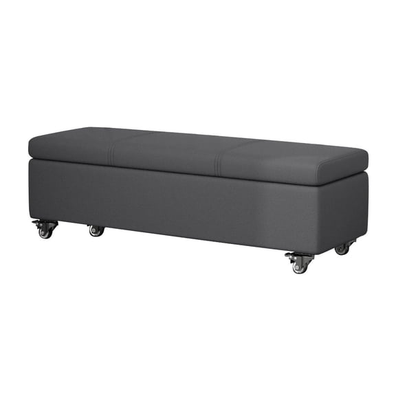 Storage Chest with Wheels,Upholstered Shoe Seat Storage Beach for Entryway Bed Foot,Faux Leather Ottoman with Flip Top,Modern End of Bed Benches