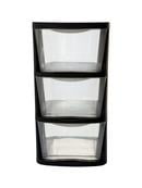 Clear Plastic 4-Drawer Storage Tower with Black Frame