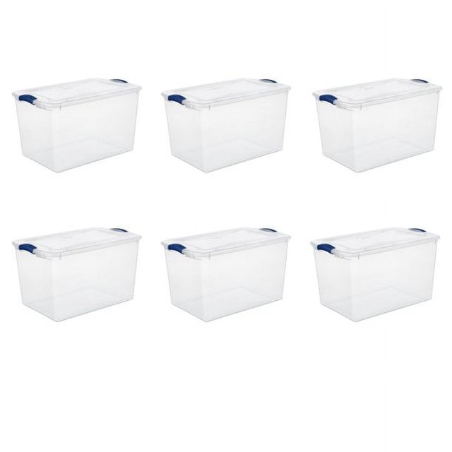 Sterilite Clear & Easy View 66 Qt. Latch Storage Boxset, Stadium Blue