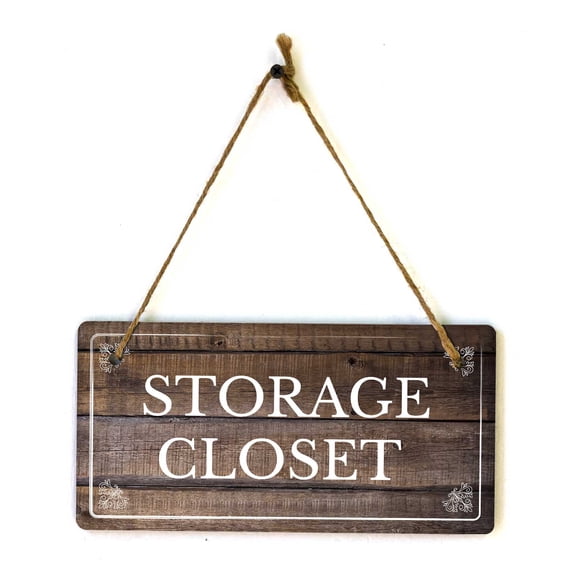 Storage Closet | Rustic Dark Wood 5 x 10" Hanging Sign