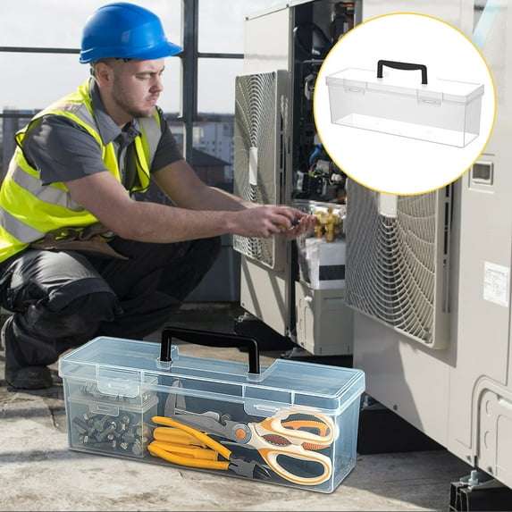 Storage Container under $5! Yannianjz Plastic Portable Container with Handle, Art Craft Sewing Storage Box with Latching Lid for Paint Brush, Tools, Crayon, Washi Tape, Ruler, Ornaments, Ribbons