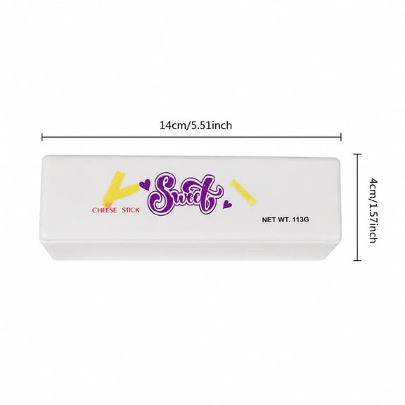 Storage Container, Cheese Storage Container for Fridge, Cream Cheese Container, Cheese Container for Refrigerator, White Butter Stick Squeeze Toys with Heart Print, 5.5X1.5 Inch