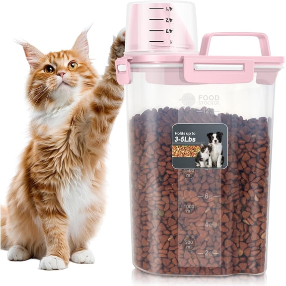 Storage Container,  Pourable Container Airtight with Large Spout & Cup,  Plastic  Dispenser for , Bird Seed, Rice, Flour (, 2.5L)