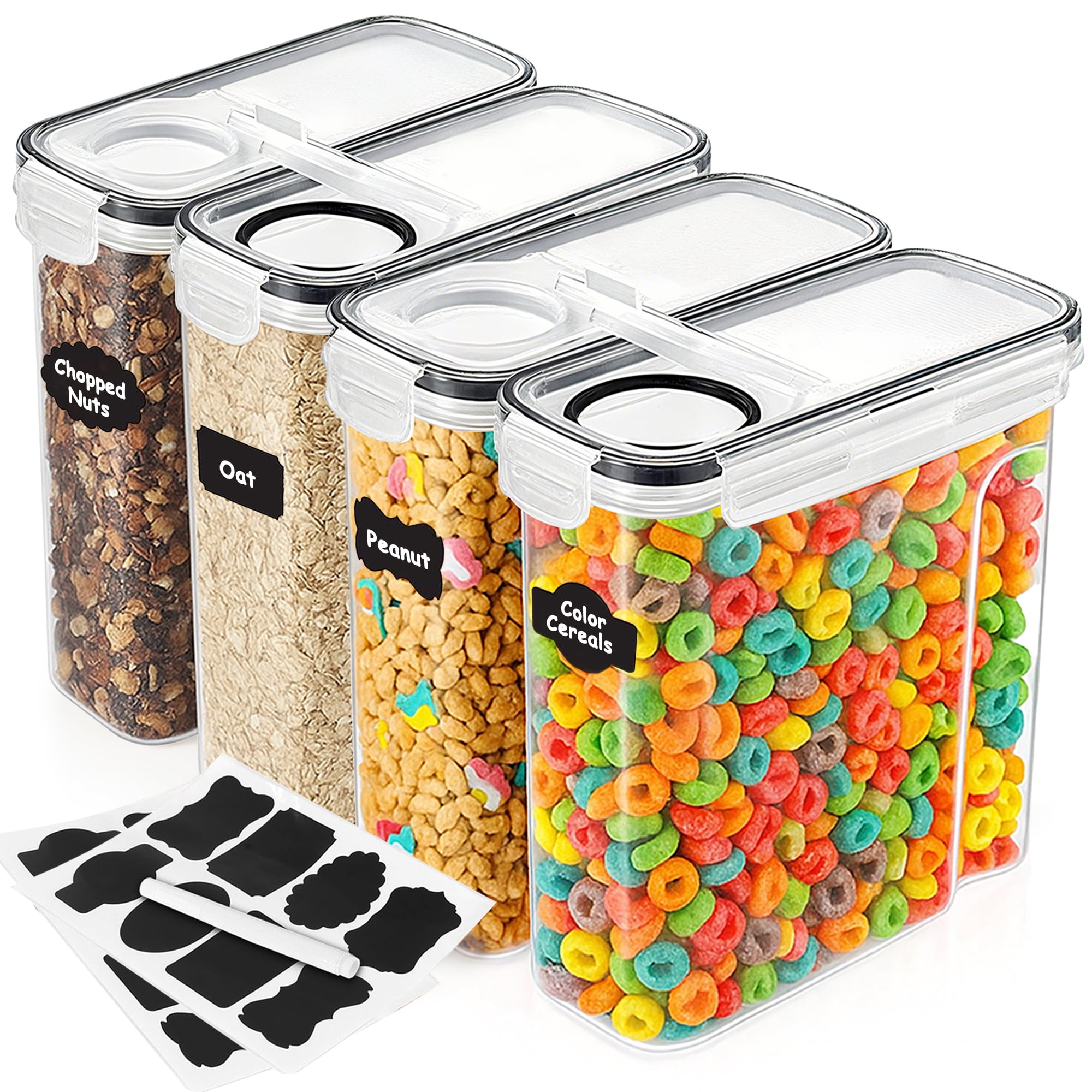 GARITIN Cereal Container Set of 4, Food Storage Containers with Lids Airtight Plastic Cereal Keeper Dispenser for Kitchen Pantry, 138.8 fl oz - Walmart.com