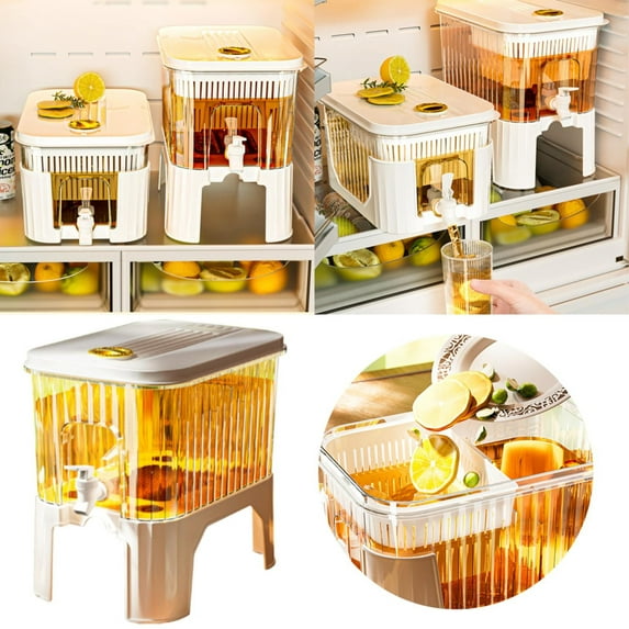 Storage Containers 1 Gallon Beverage Dispenser For Fridge Premium Plastic Small Iced Water Jug Holder With Filter Spout Spigot Refrigerator Drinks Container For Parties Juice Pitcher