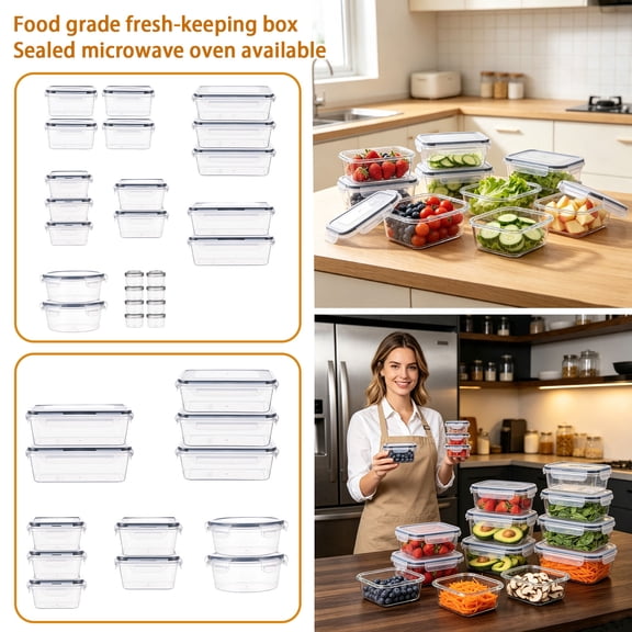 Storage Containers, 12-Piece Plastic Storage Containers with Lids, Airtight Storage Containers, Freezer Safe Storage Containers, Meal Prep Containers Microwave Safe, Clear