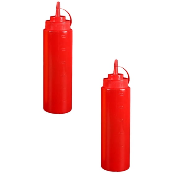 Storage Containers,24 oz Condiment Squeeze Bottle, BPA-Free Plastic Sauce Dispenser with Easy Squeeze Neck for Ketchup, BBQ, Syrup, Dressings & Condiments – Durable Leak-Resistant Kitchen Bot 2PCS