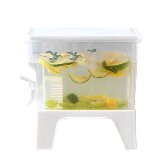 Storage Containers Beverage Dispenser with Leak Spigot Adjustable Height Large Capacity Removable Stand Easy Cleaning Beverage Station for Parties, 10.6x5.51x7.4 inch, White