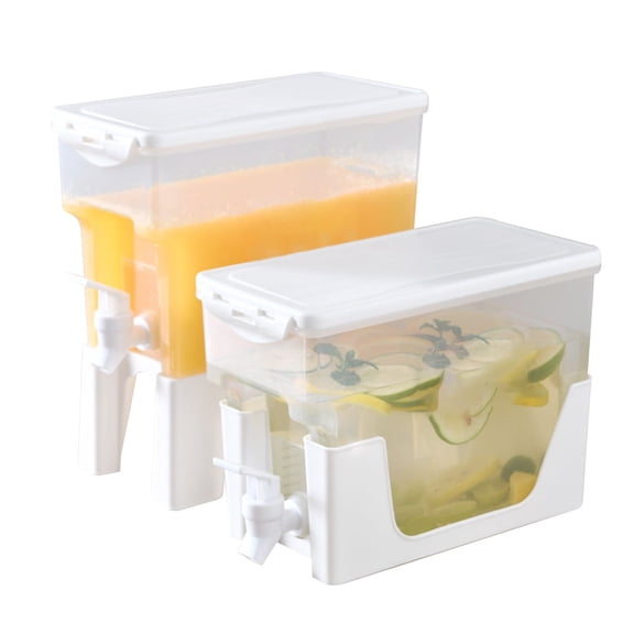 Storage Containers Beverage Dispenser with Leak Spigot and Lid Adjustable Height Punch Dispenser Large Capacity Removable Stand for Parties Easy to Clean, 10.6x5.51x7.4 inch, White