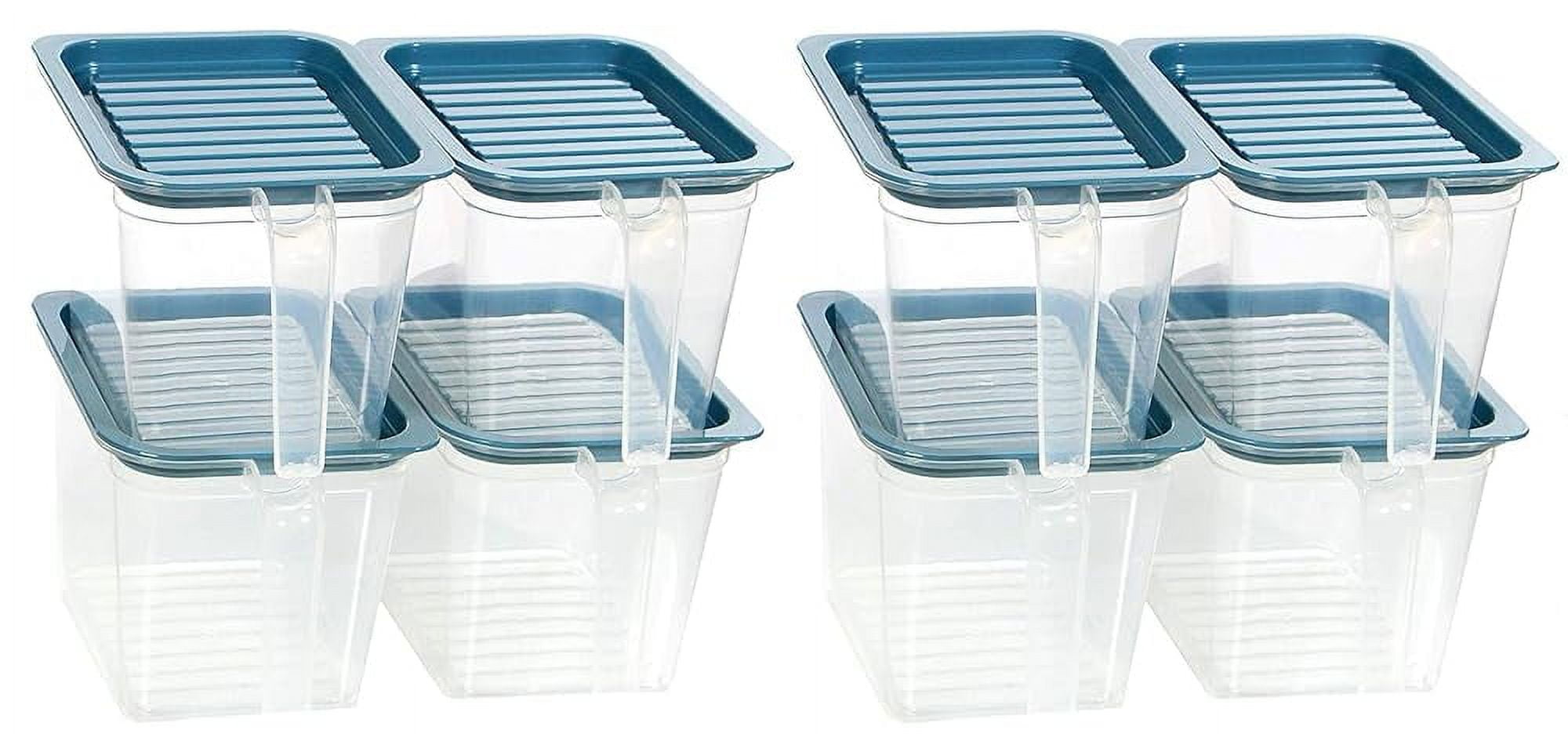 Storage Containers Bins With Handle Lids, 1 Qt 8 Pieces Stackable Set